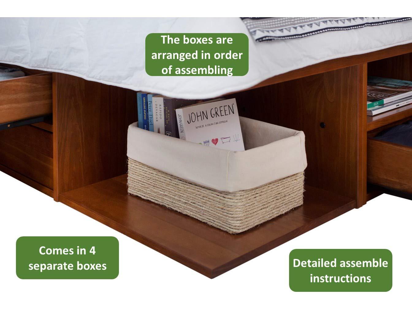 Memomad Bali Storage Platform Sturdy Modern Bed Frame with Drawers & More (Full Size, Caramel Brown Wood)