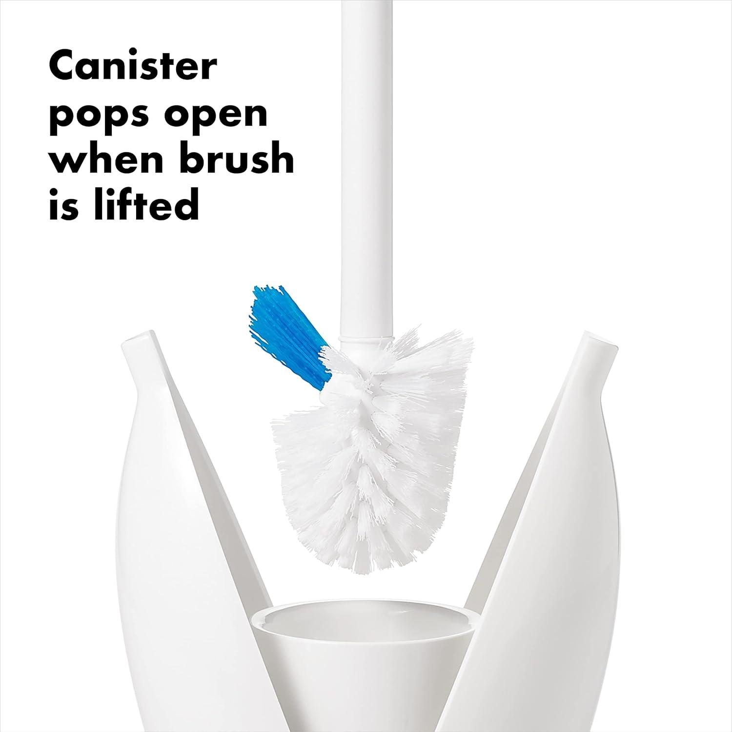 White Nylon Toilet Brush with Automatic Canister