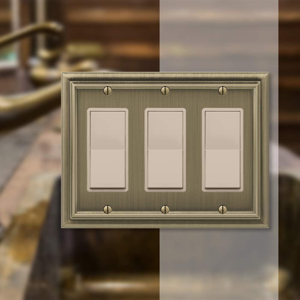 Brushed Brass 3-Gang Metal Rocker Wall Plate