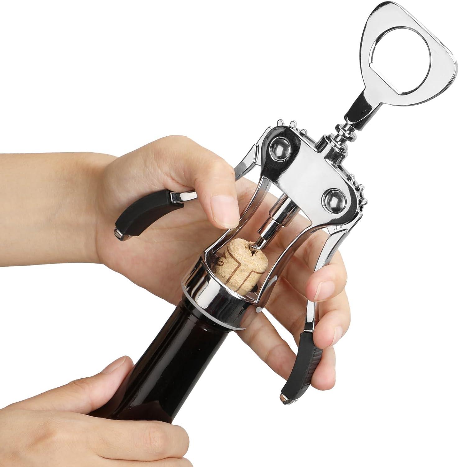 Silver Zinc Alloy Wing Corkscrew and Bottle Opener