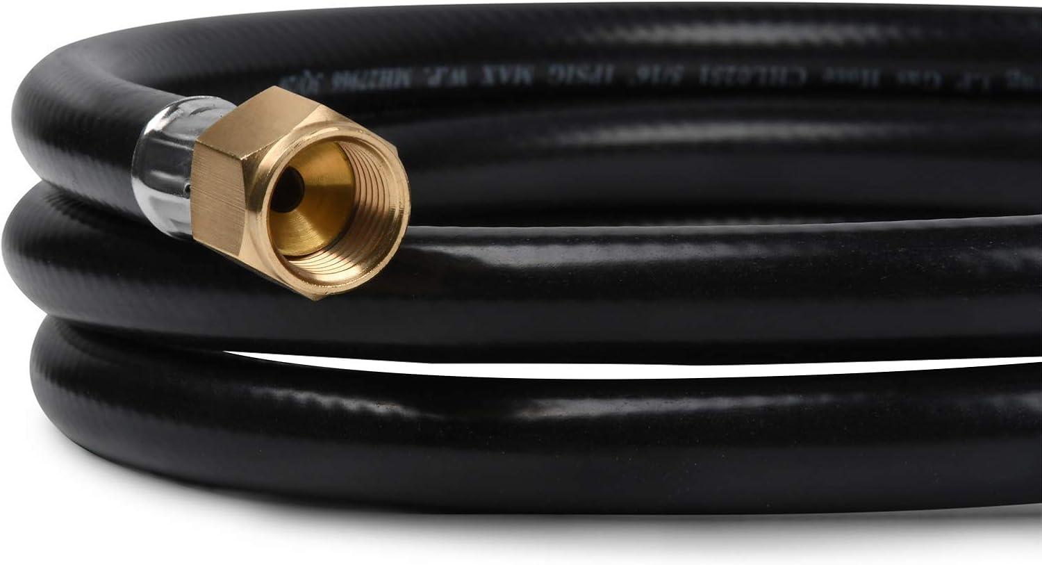 5FT Adjustable High Pressure Propane Regulator Hose with Gauge