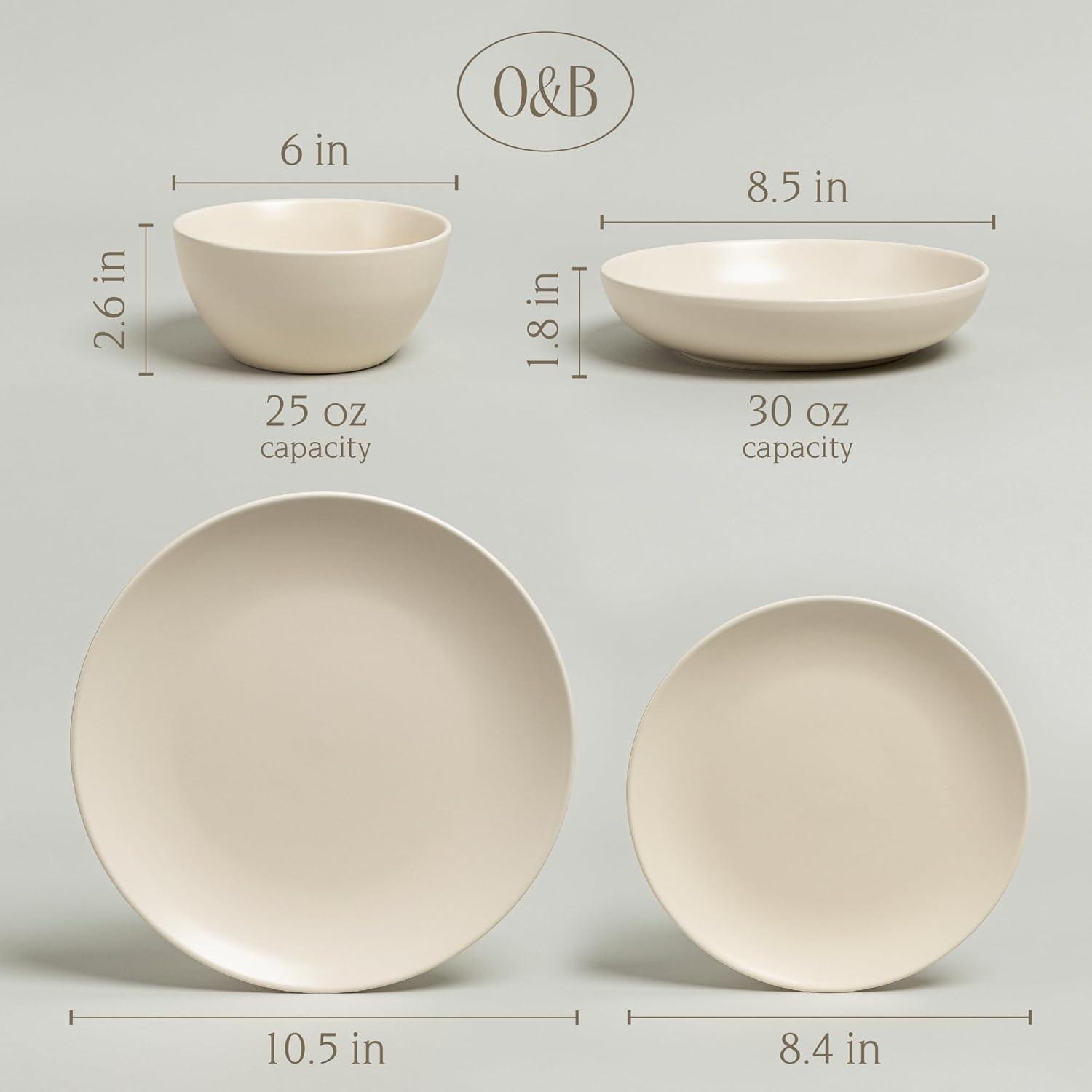 over&back Coupe 16-Piece Semi Hand-Finished Stoneware Dinnerware Set, Service for 4