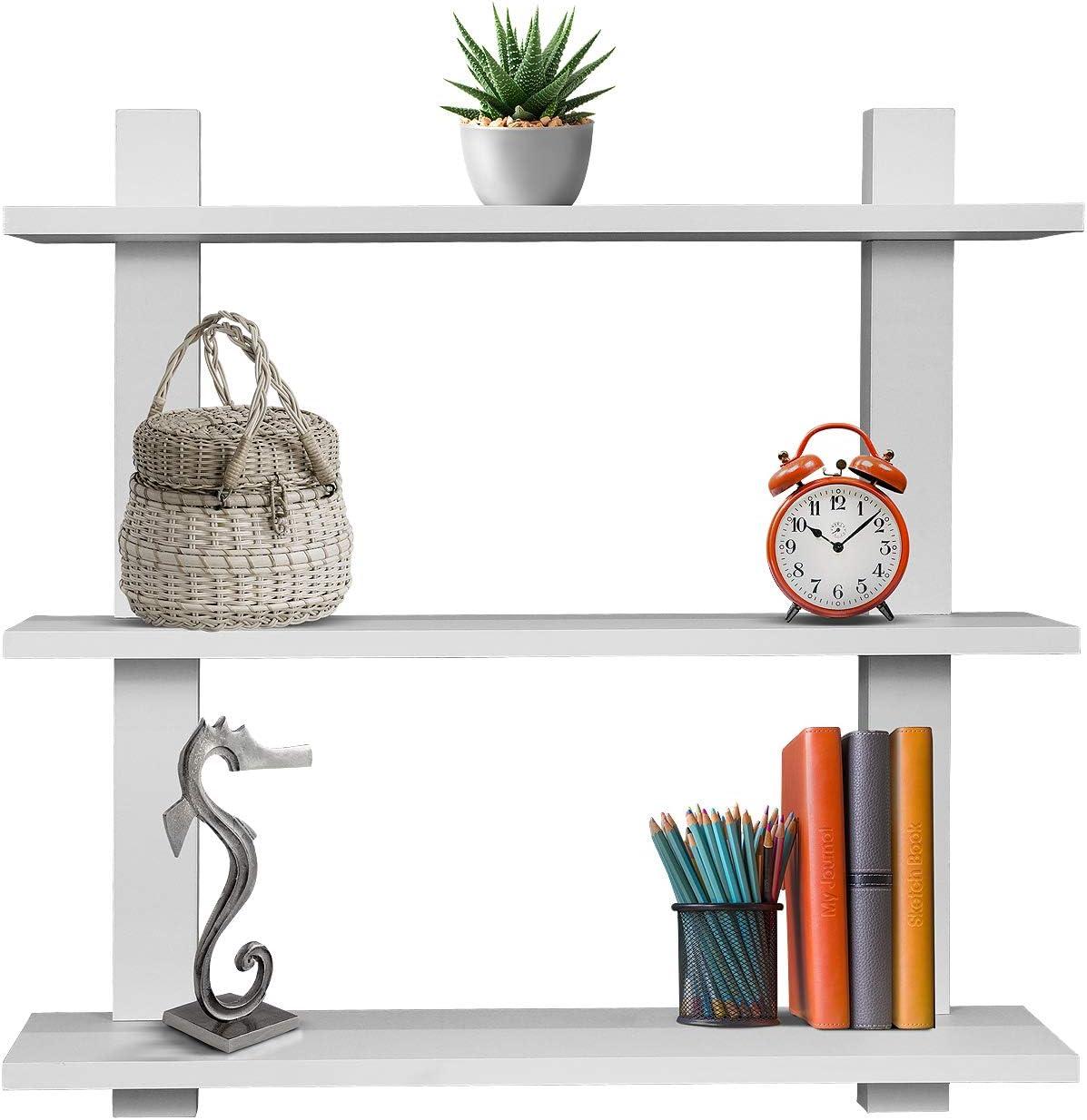 Sorbus Decorative Asymmetric Square Floating Wall Shelf  Set of 3