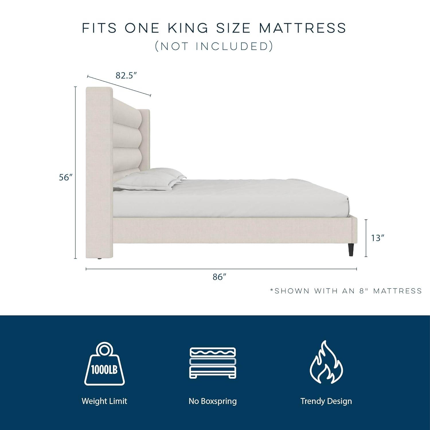 Novogratz Louis King Upholstered Wingback Bed