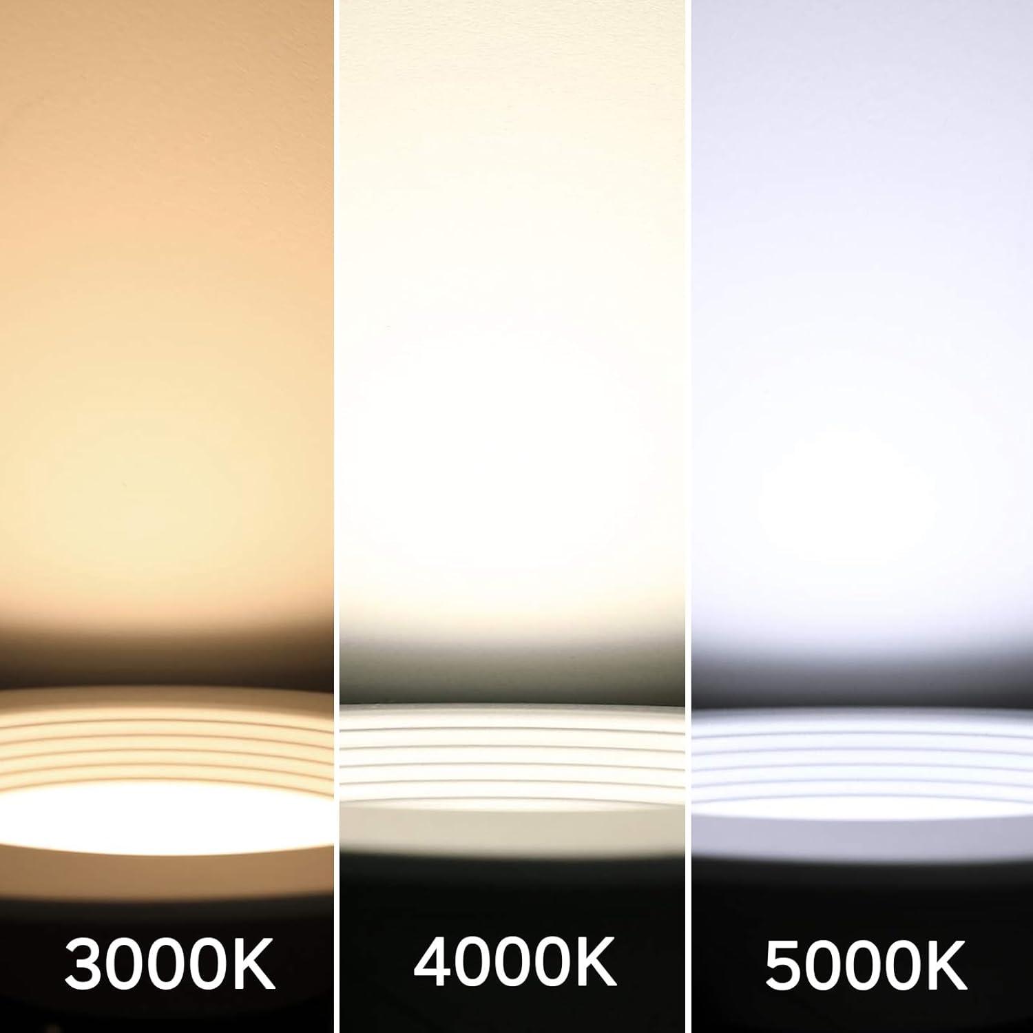 12 Pack 5/6 Inch 5CCT LED Recessed Lighting Retrofit, 2700K/3000K/4000K/5000K/6500K Selectable, Dimmable Can Lights with Baffle Trim, 12W=150W, High Brightness 1000LM, IC& Wet Rated, ETL&FCC Certified