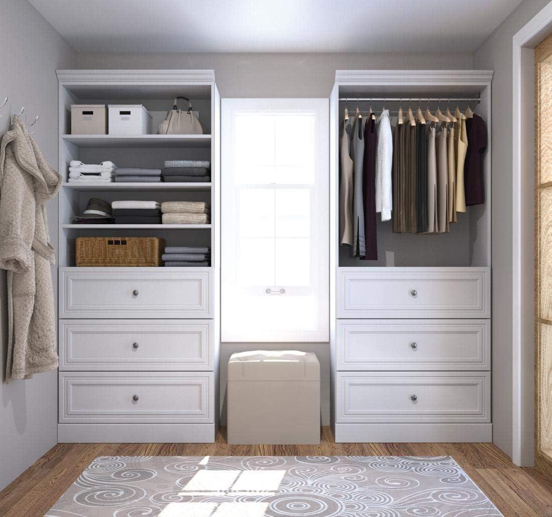 White Engineered Wood 72'' Closet Organizer with Drawers