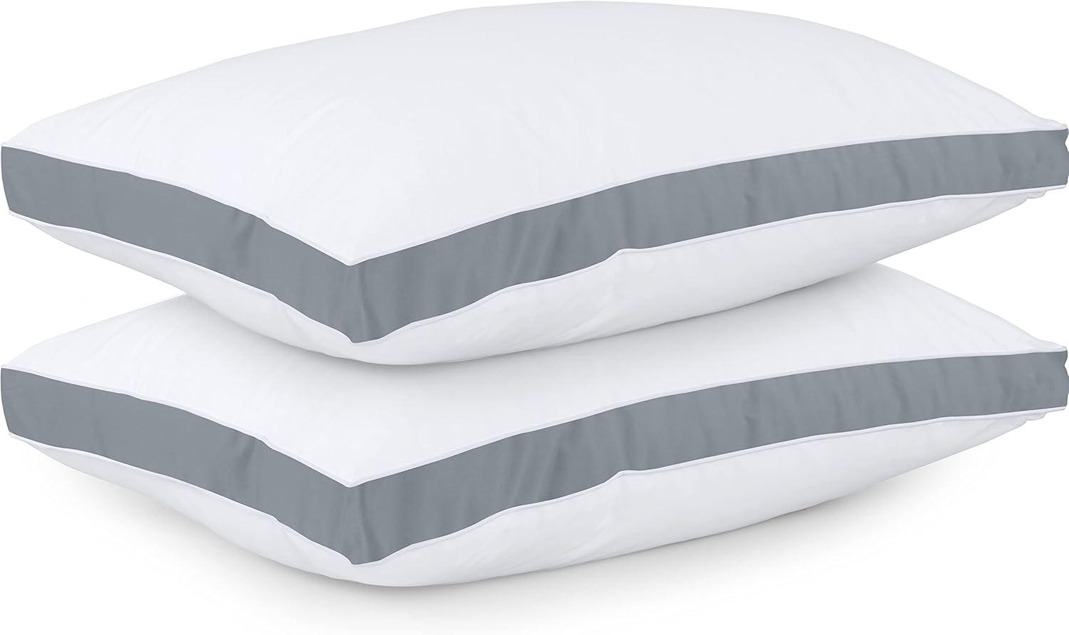 Gusseted Quilted Pillow Set of 2 Bed Pillows Side Back Sleepers