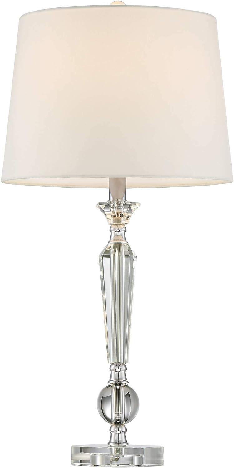 Vienna Crystal Candlestick Table Lamps with Off-White Drum Shades