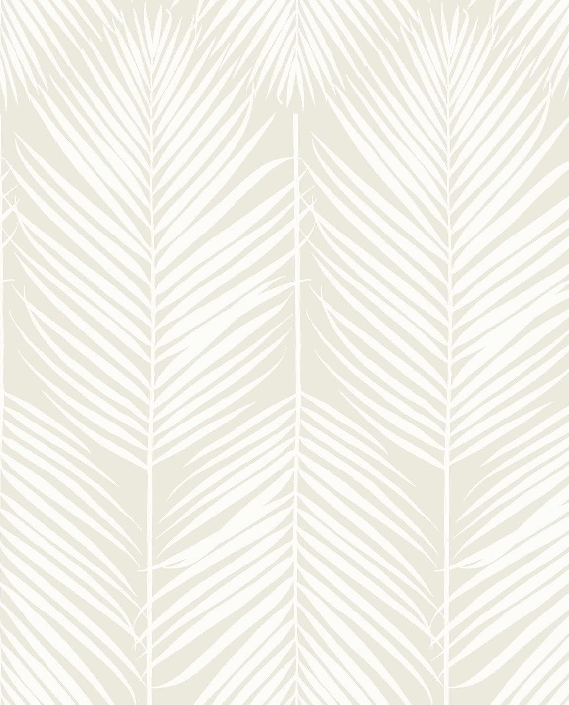 NextWall Palm Silhouette Peel and Stick Wallpaper Light Beige: Vinyl, Self-Adhesive, Botanical Leaf Pattern, 30.75 Sq Ft Coverage