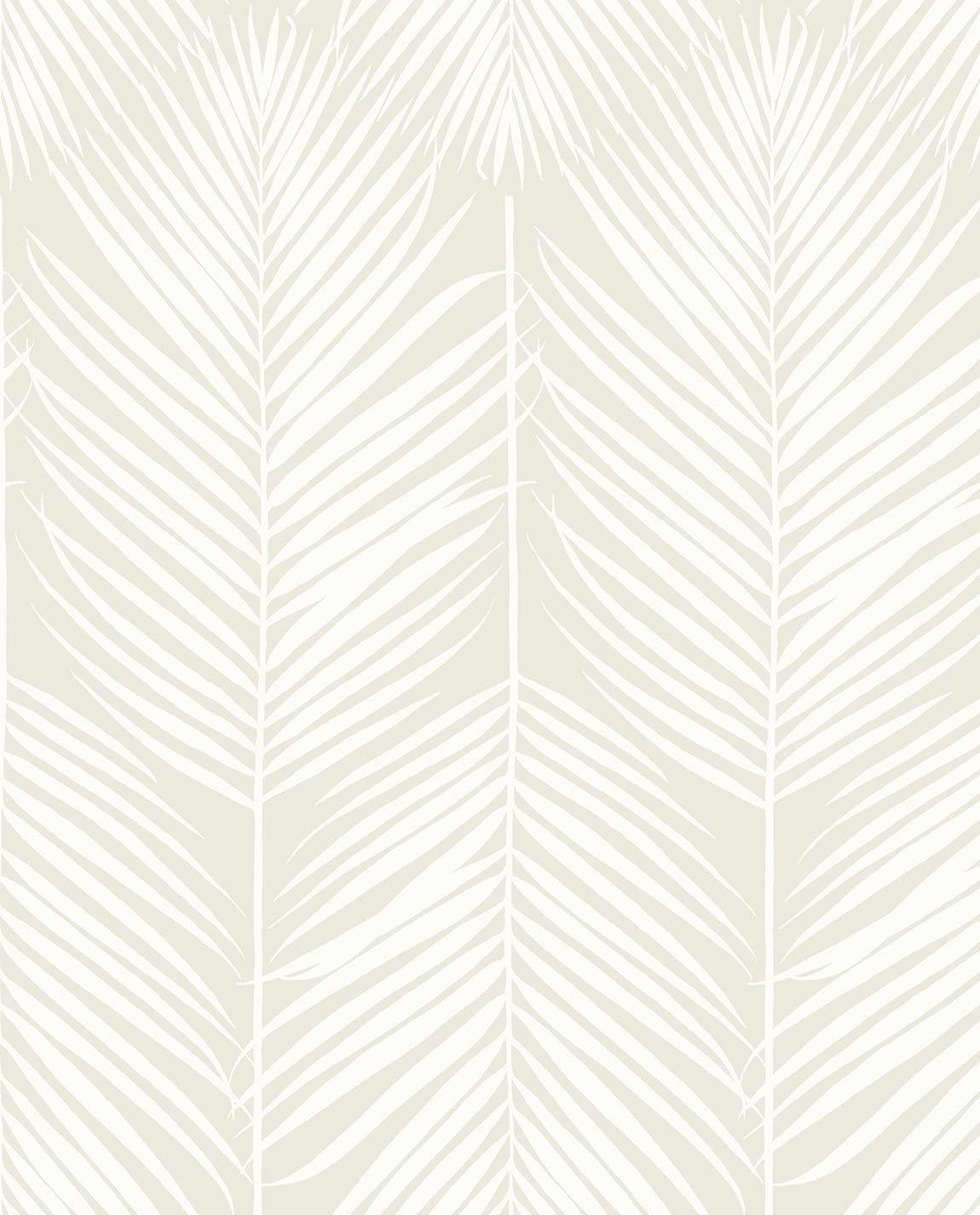 NextWall Palm Silhouette Peel and Stick Wallpaper Light Beige: Vinyl, Self-Adhesive, Botanical Leaf Pattern, 30.75 Sq Ft Coverage