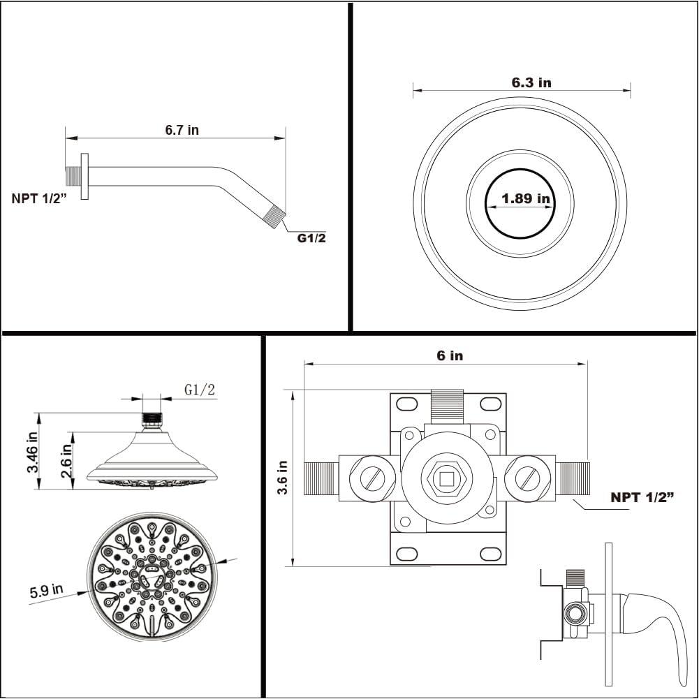 Brushed Nickel Multi-Head Wall Mounted Shower System