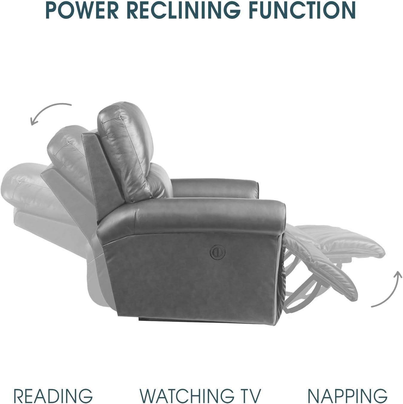 Estelle Power Loveseat in Gunmetal Fabric