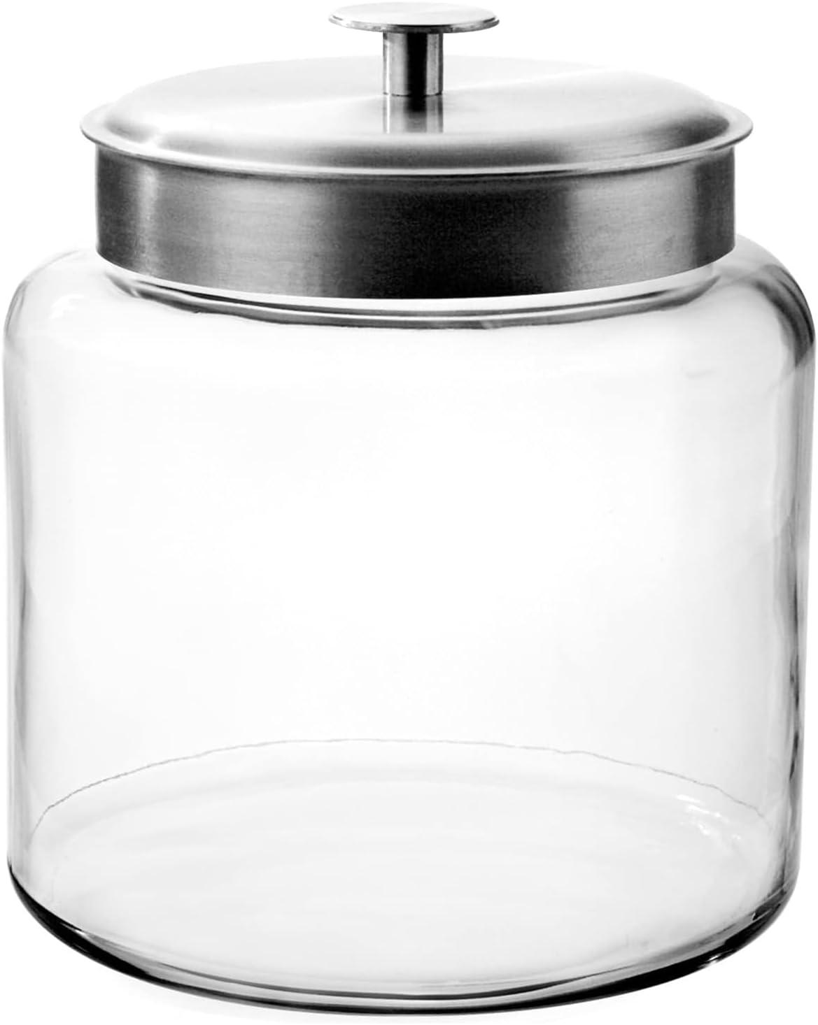 1.5 Gallon Clear Glass Food Storage Container with Silver Lid