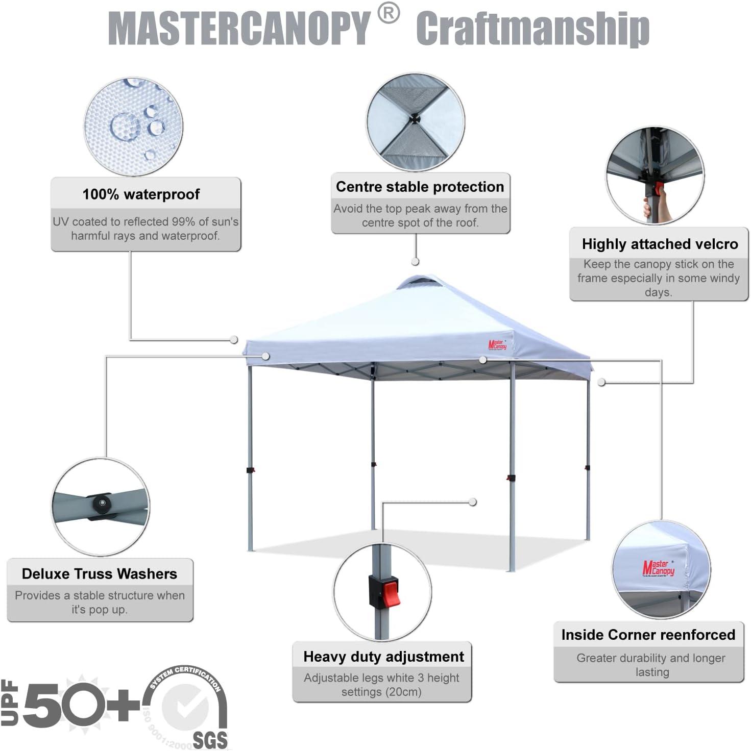 White 10x10 Steel Pop-Up Canopy Tent with Roller Bag