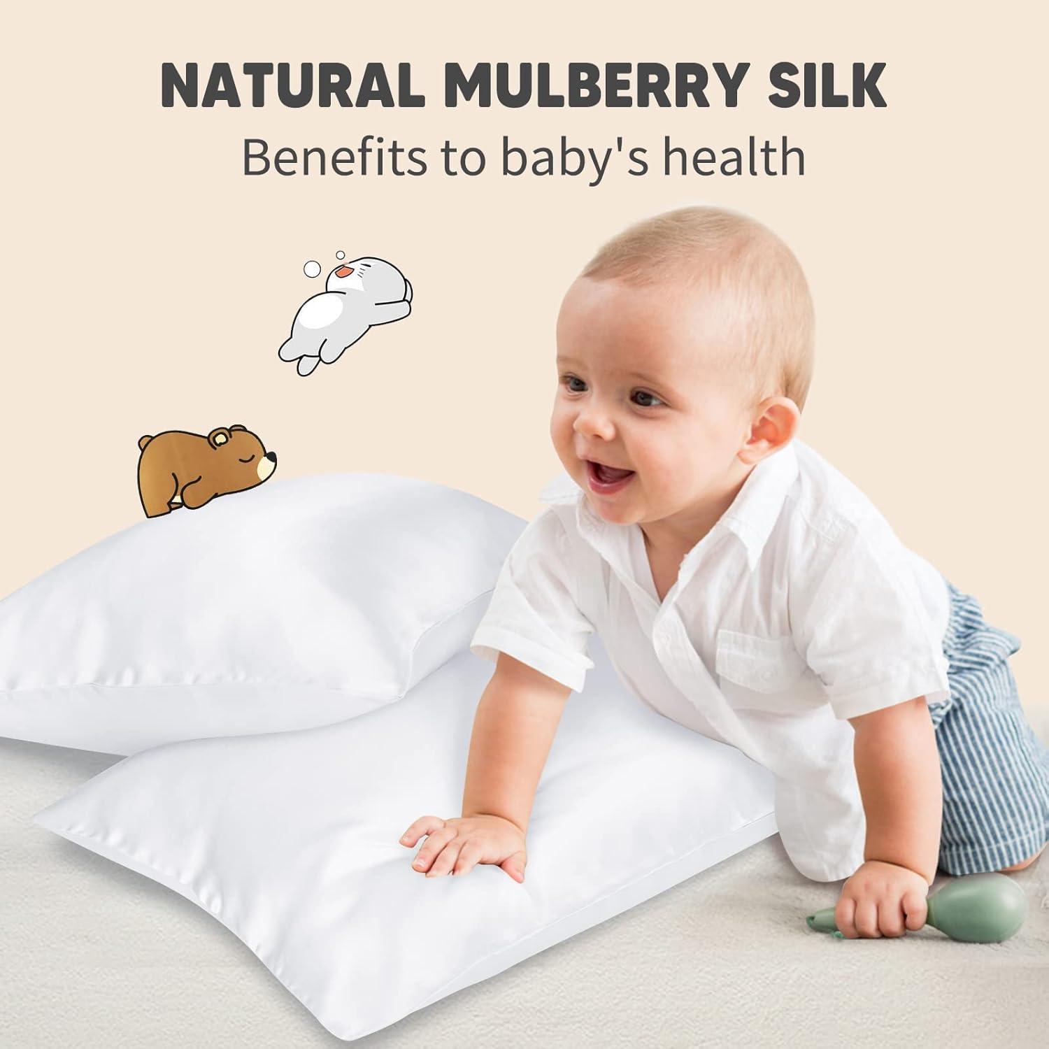 White Mulberry Silk Toddler Pillowcase with Hidden Zipper