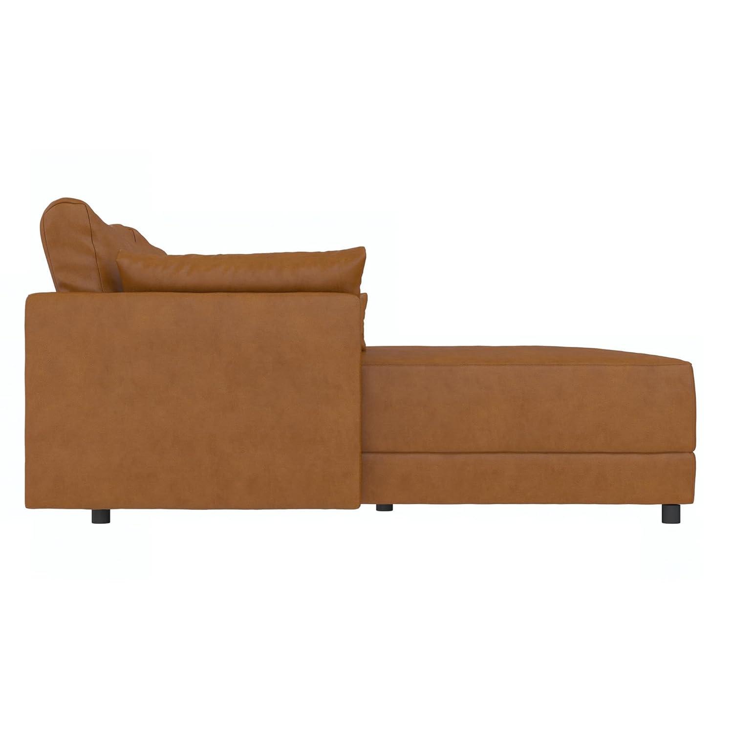 Dorel Living Kindra Sectional Sofa, Camel Faux Leather