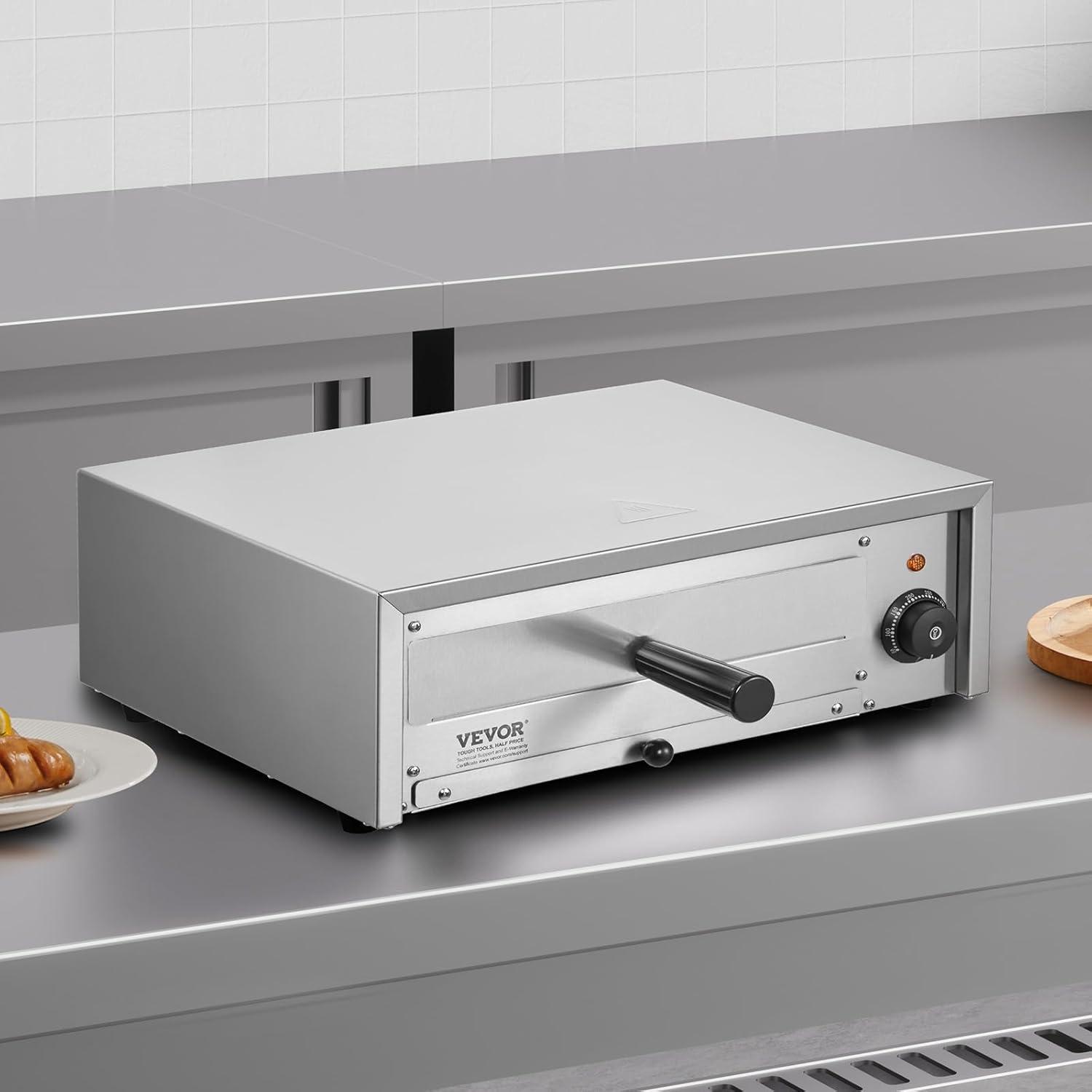 VEVOR 12-Inch Stainless Steel Electric Pizza Oven with Adjustable Temperature