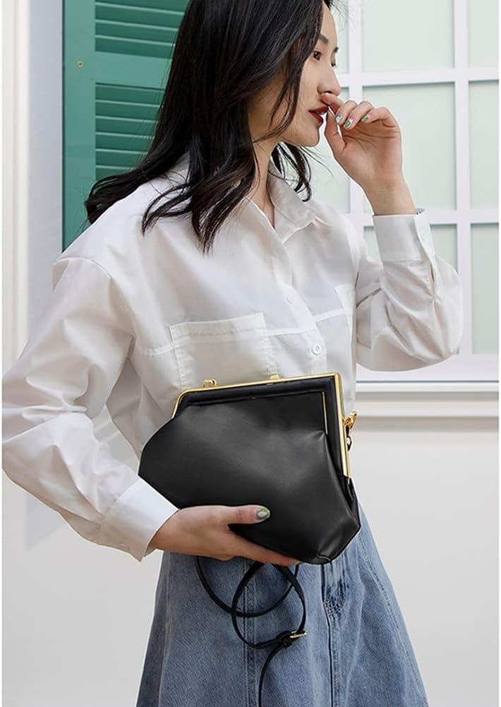 Women Shoulder Bags Crossbody Bag PU Leather Hobo Handbags Clutch Purse with Metal Clasp Closure