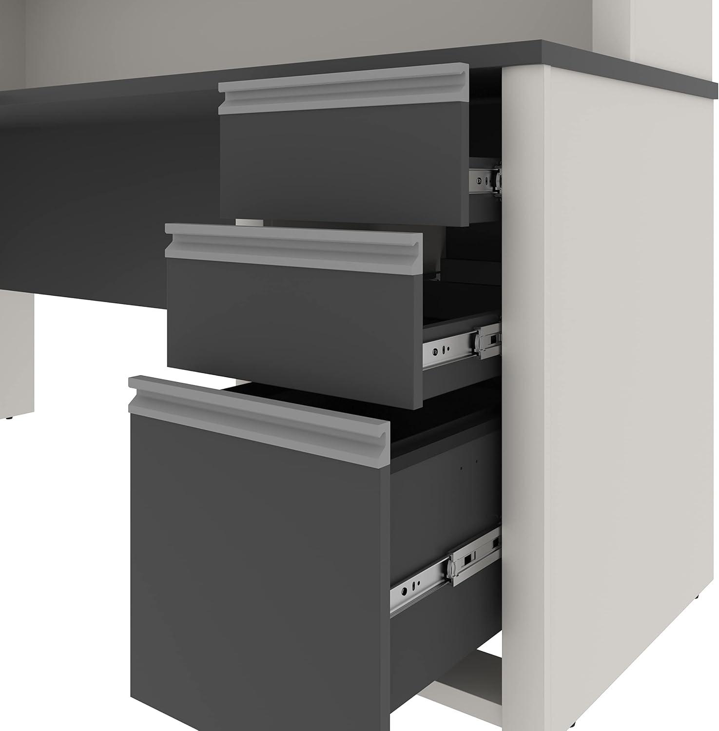 Bestar Connexion L-Shaped Workstation with Hutch, Multiple Colors