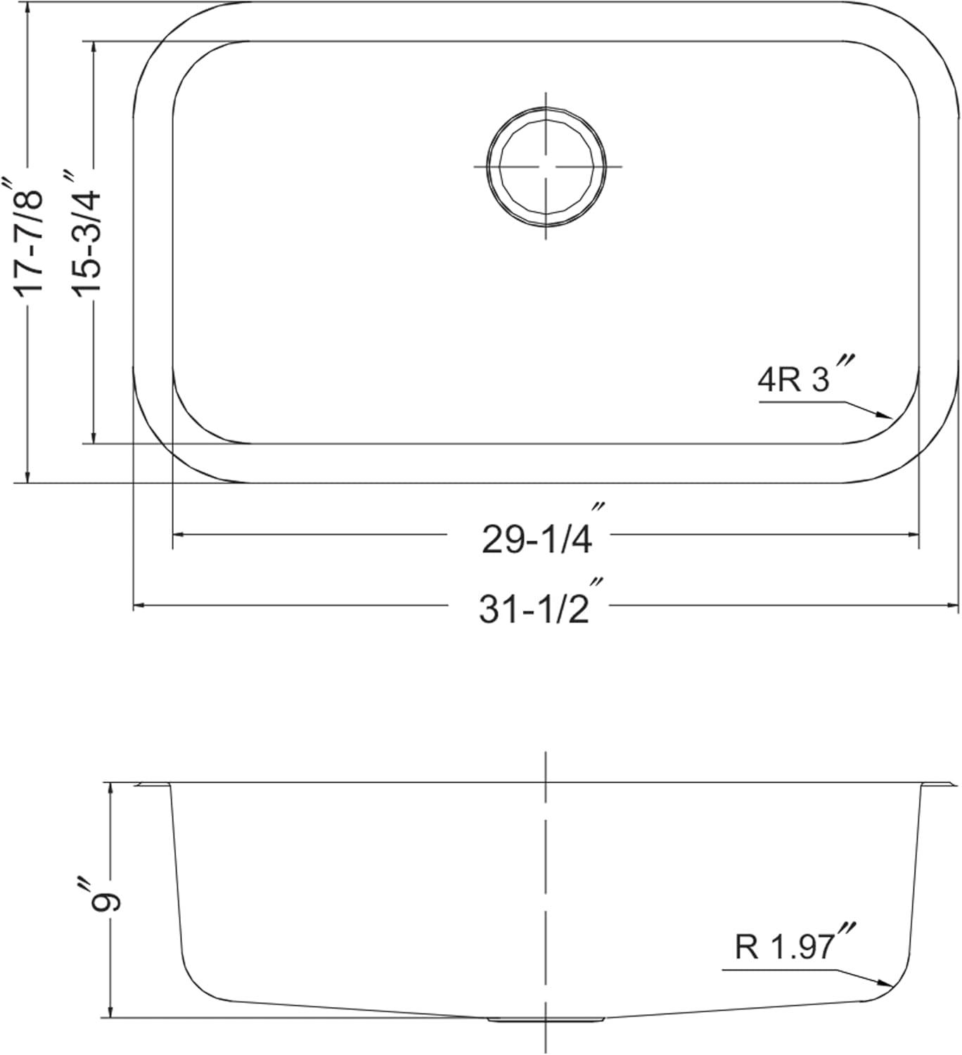 Eston Undermount Stainless Steel Single Bowl Kitchen Sink, 18 Gauge