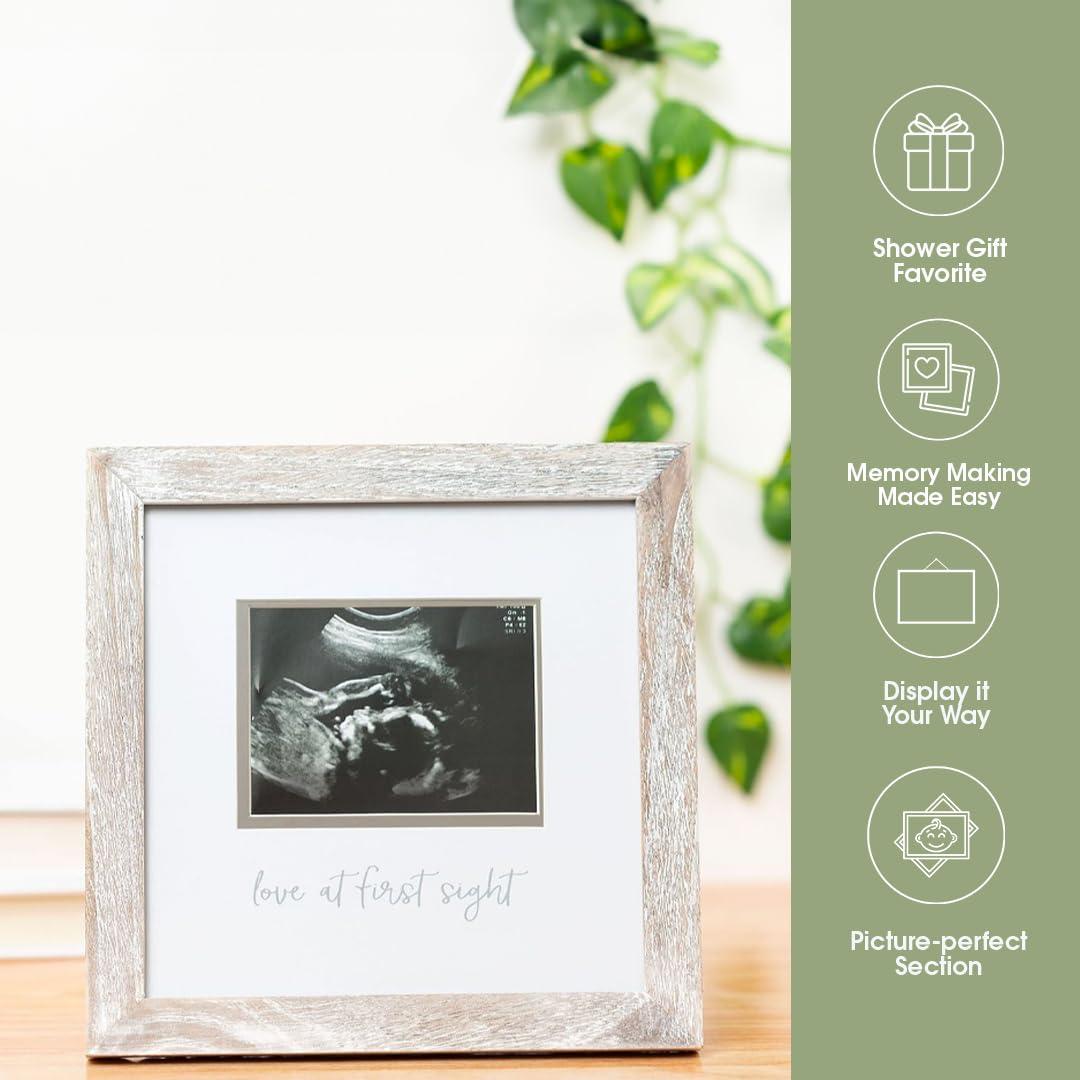 Pearhead Love at First Sight Sonogram Picture Frame - Rustic White