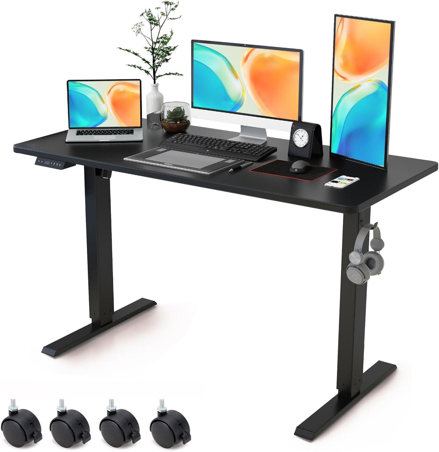 ErGear Whole Piece Standing Desk, 40x24 inch Adjustable Stand Up Desk with Cable Management Tray, Electric Computer Workstation for Home Office, White, EGESD63W