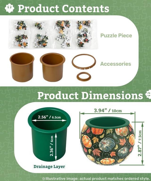 3D Puzzle Planter 80 Pieces - Flower Pot - Dancing Leaves in Fall, Home Decor Flower Pots for Indoor Cactus, Succulents Pots [K1108]