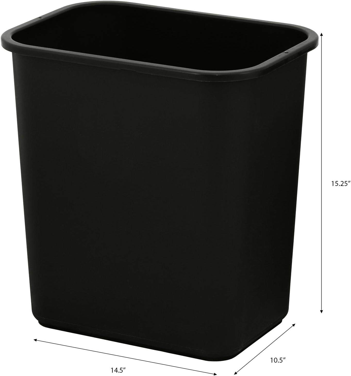 Black 7 Gallon Plastic Space Saver Trash Can for Commercial Use