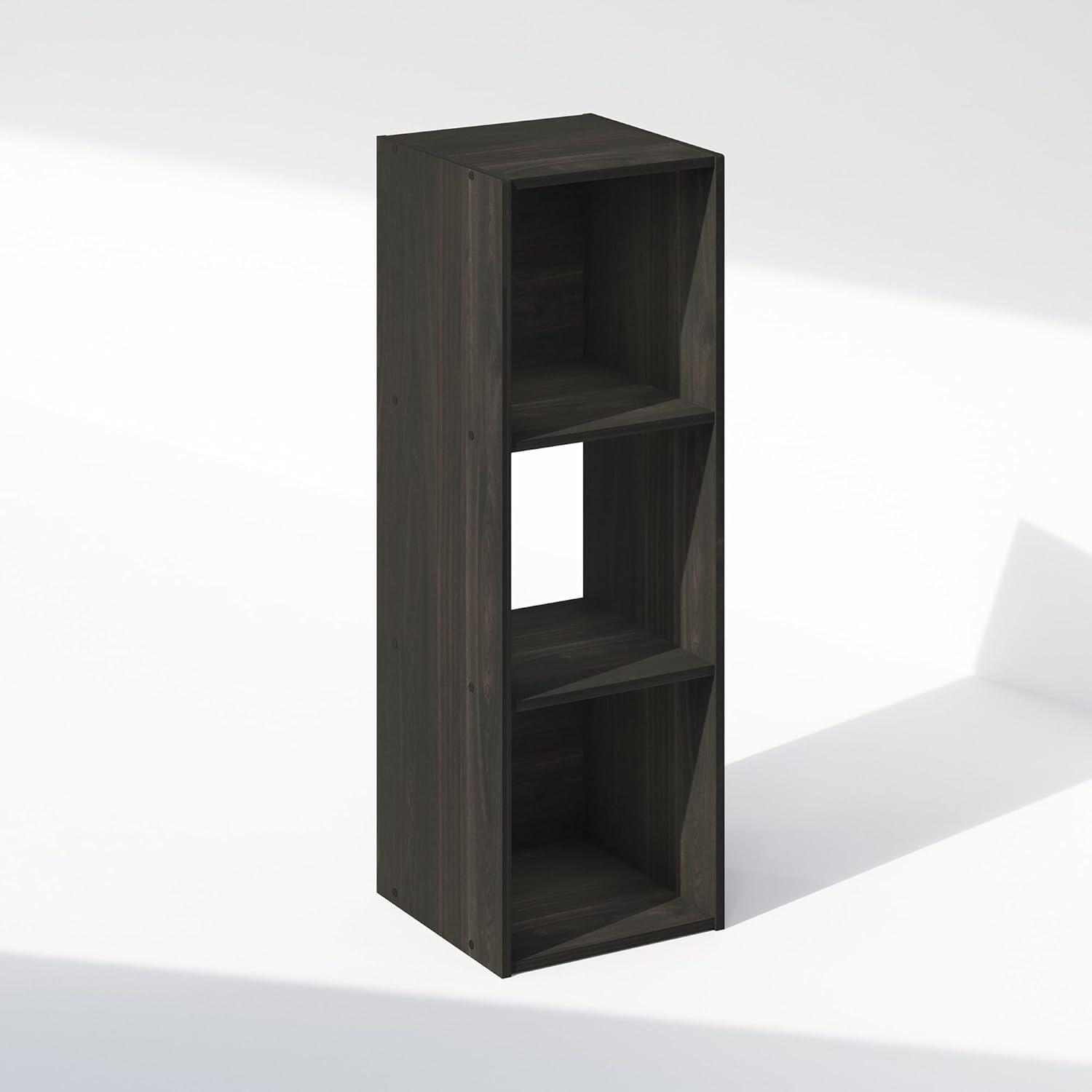 Furinno Pelli Cubic Storage Cabinet, Bookcase, Bookshelf, 3-Cube, Espresso