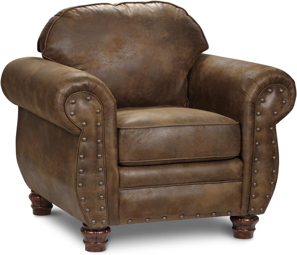 Sedona Brown Microfiber and Wood Accent Chair