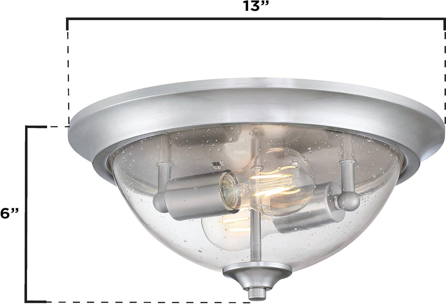 Westinghouse Lighting 6115900 13 in. Basset Two Light Indoor Flush Mount Fixture, Brushed Nickel