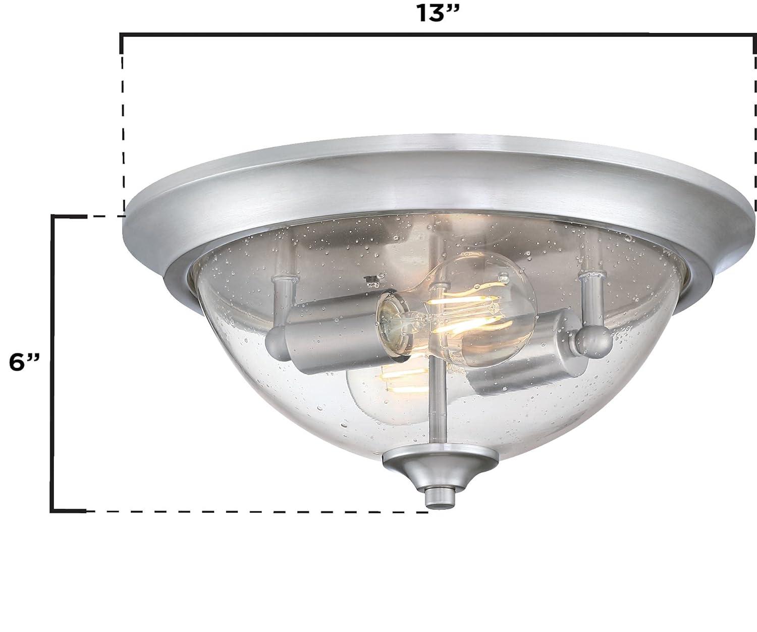 Westinghouse Lighting 6115900 13 in. Basset Two Light Indoor Flush Mount Fixture, Brushed Nickel