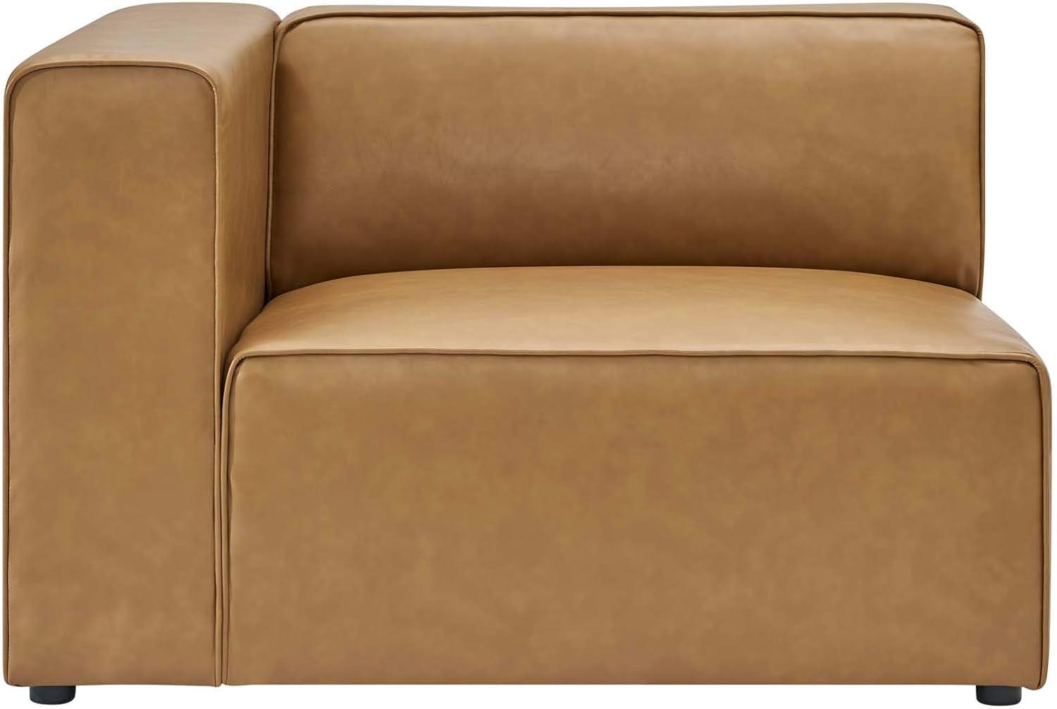 Mingle Contemporary 3-Piece Tan Faux Leather Sectional Sofa