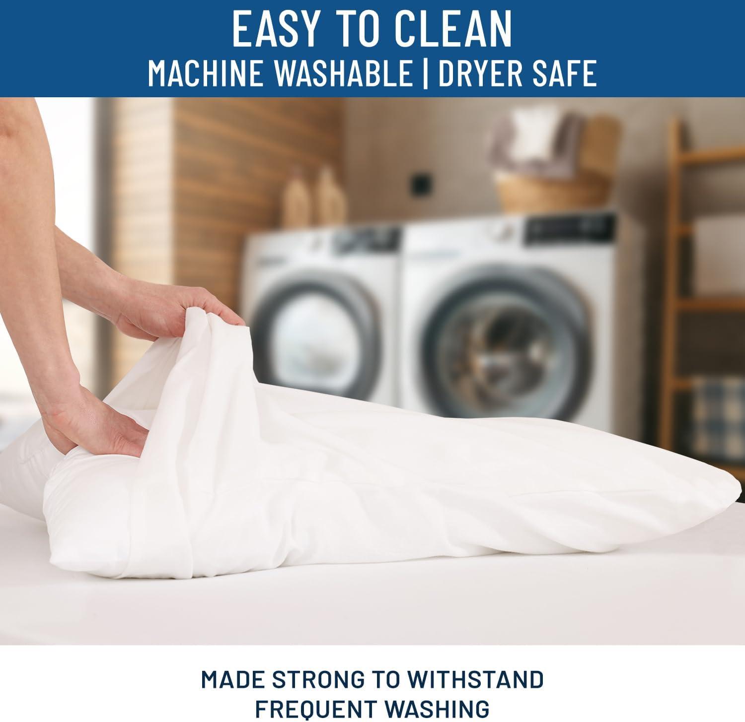 Everlasting Comfort Waterproof Pillow Protector Zippered Hypoallergenic Pillow Cover, Queen 4-Pack