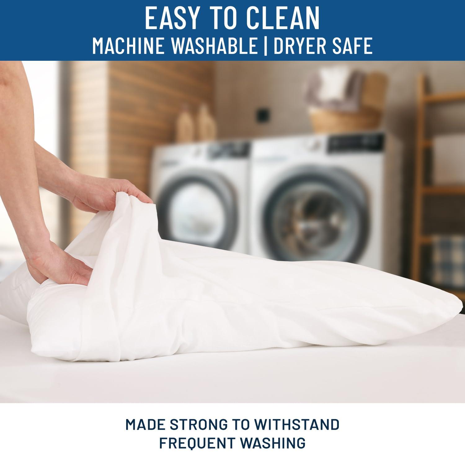 Everlasting Comfort Waterproof Pillow Protector Zippered Hypoallergenic Pillow Cover, Queen 4-Pack