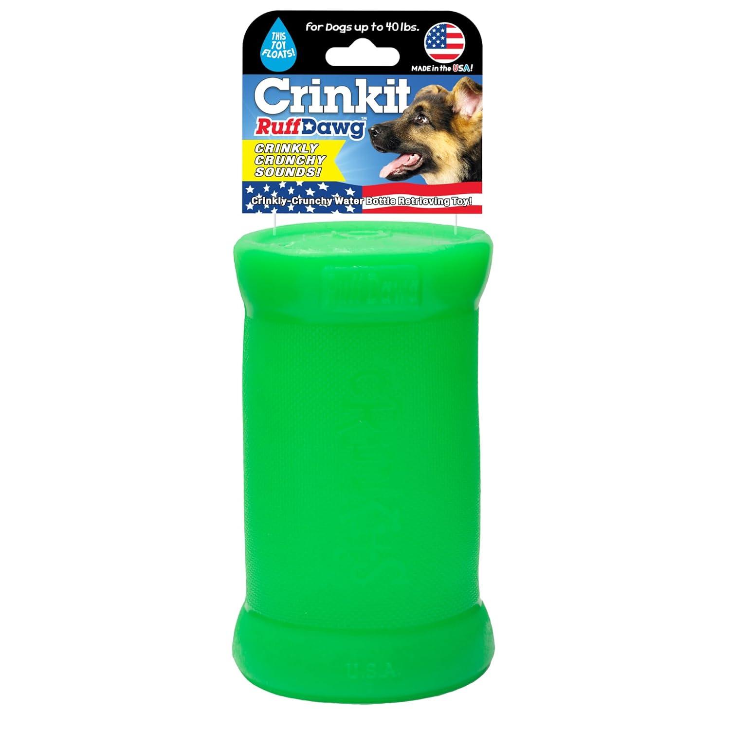 Ruff Dawg Crinkit Rubber Indestructible Retrieving Dog Toy for Water Bottles, Color Varies