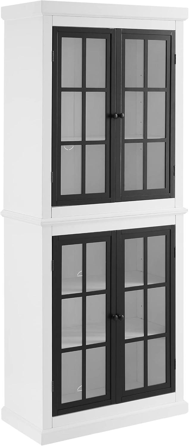 Cecily Tall Storage Pantry White/Matte Black - Crosley: French Country Style, 2 Adjustable Shelves