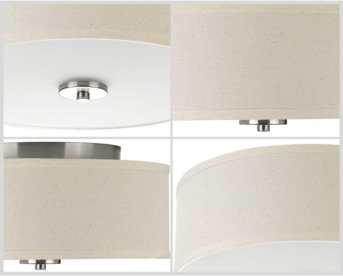Progress Lighting, Inspire Collection, 2-Light Semi-Flush Mount, Brushed Nickel, Linen Shade