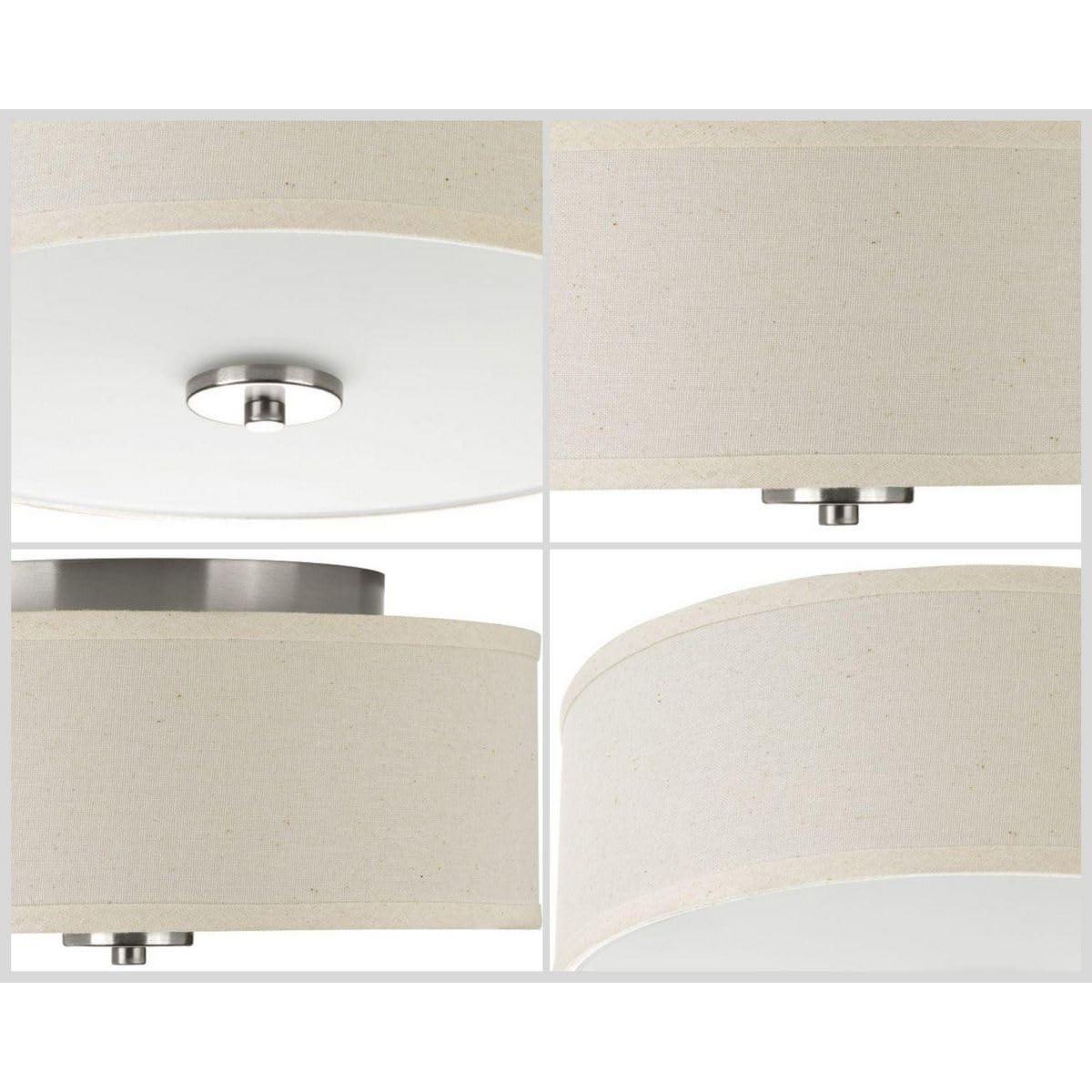 Progress Lighting, Inspire Collection, 2-Light Semi-Flush Mount, Brushed Nickel, Linen Shade