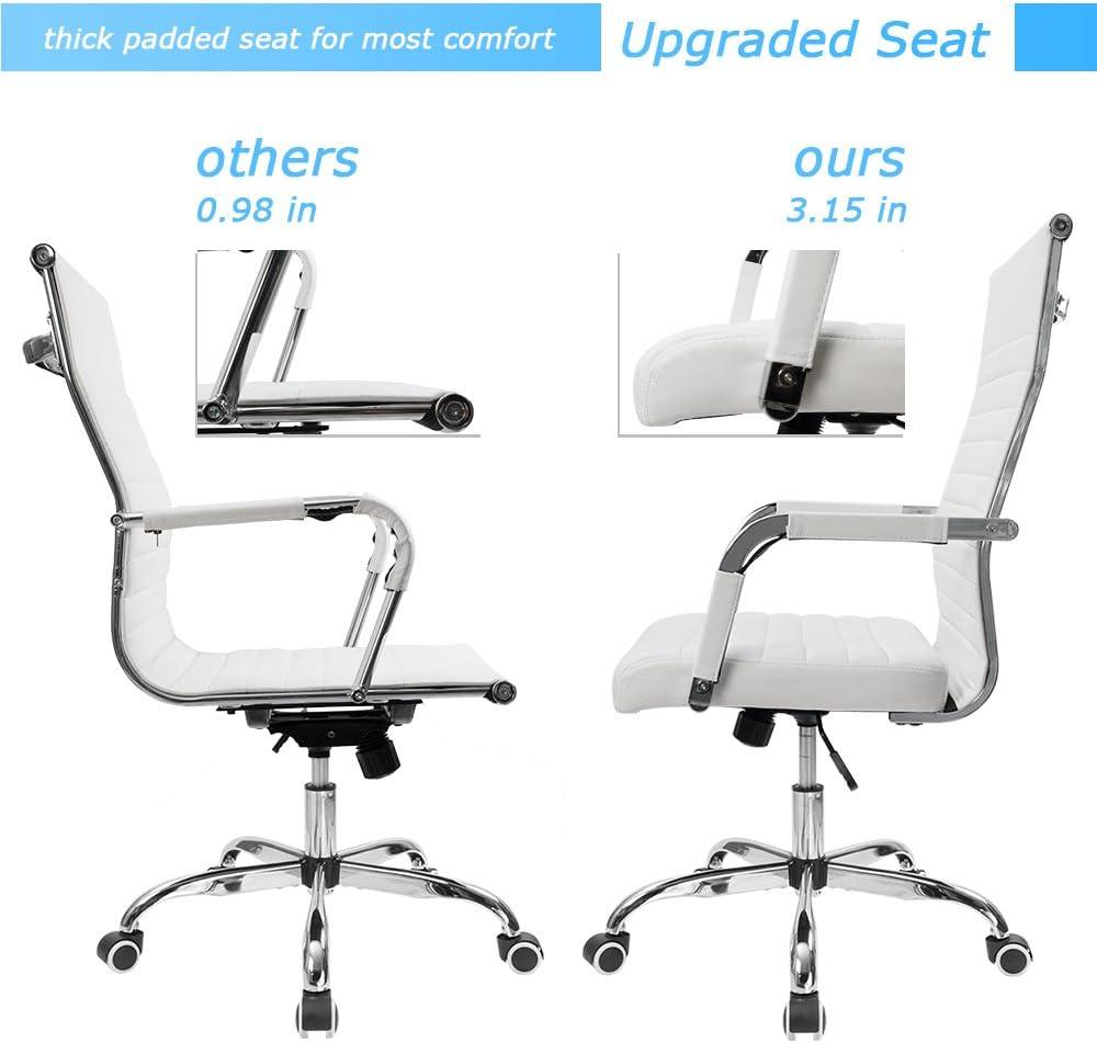 White PU Leather Executive Swivel Office Chair