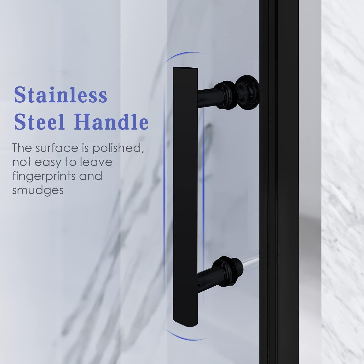 Matte Black Frameless Bifold Glass Shower Door 30" x 72"