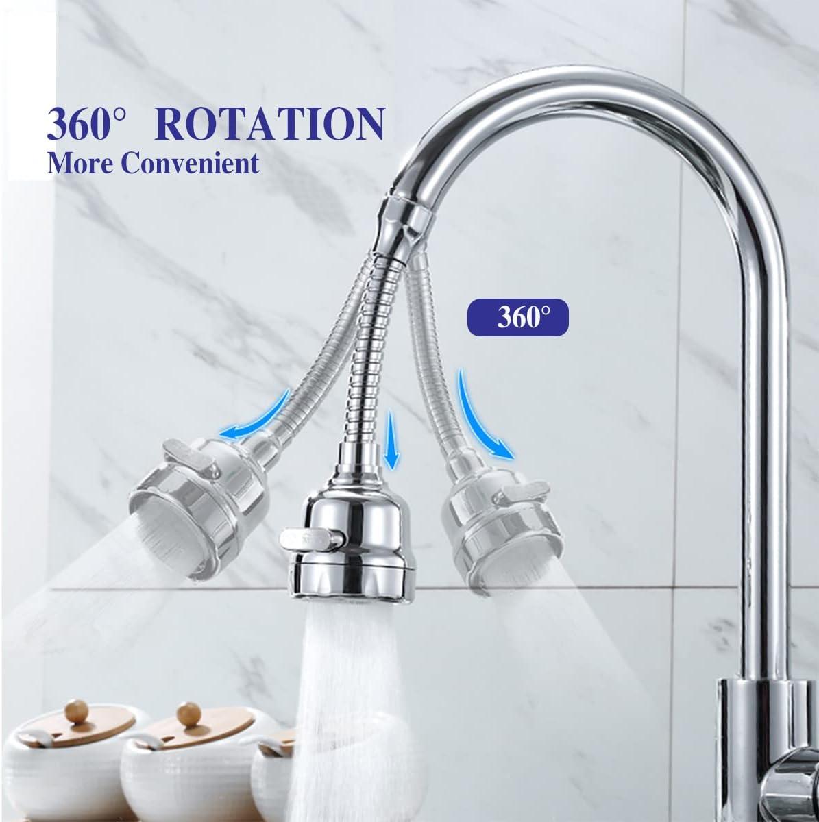 Kitchen Faucet Sprayer Attachment, Movable Faucet Extender for Kitchen Sink, 360° Rotatable Sink Faucet Head Anti-Splash Tap Booster Shower and Water Saving Faucet for Kitchen