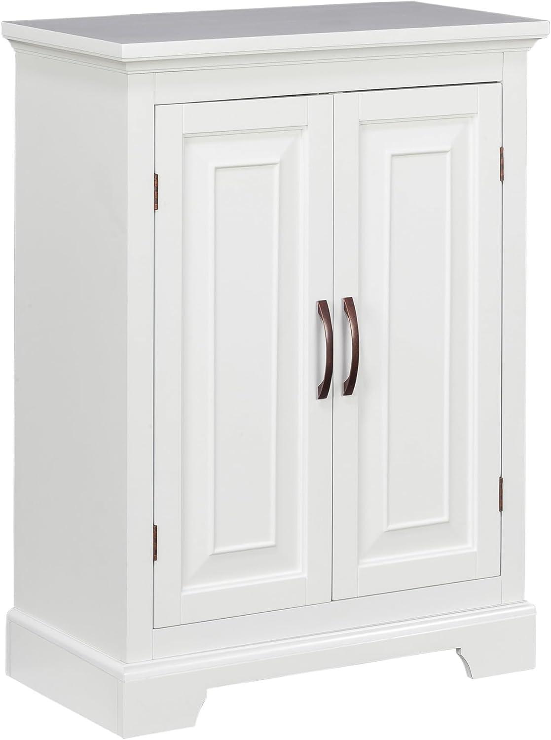 White MDF 2-Door Freestanding Cabinet with Adjustable Shelves