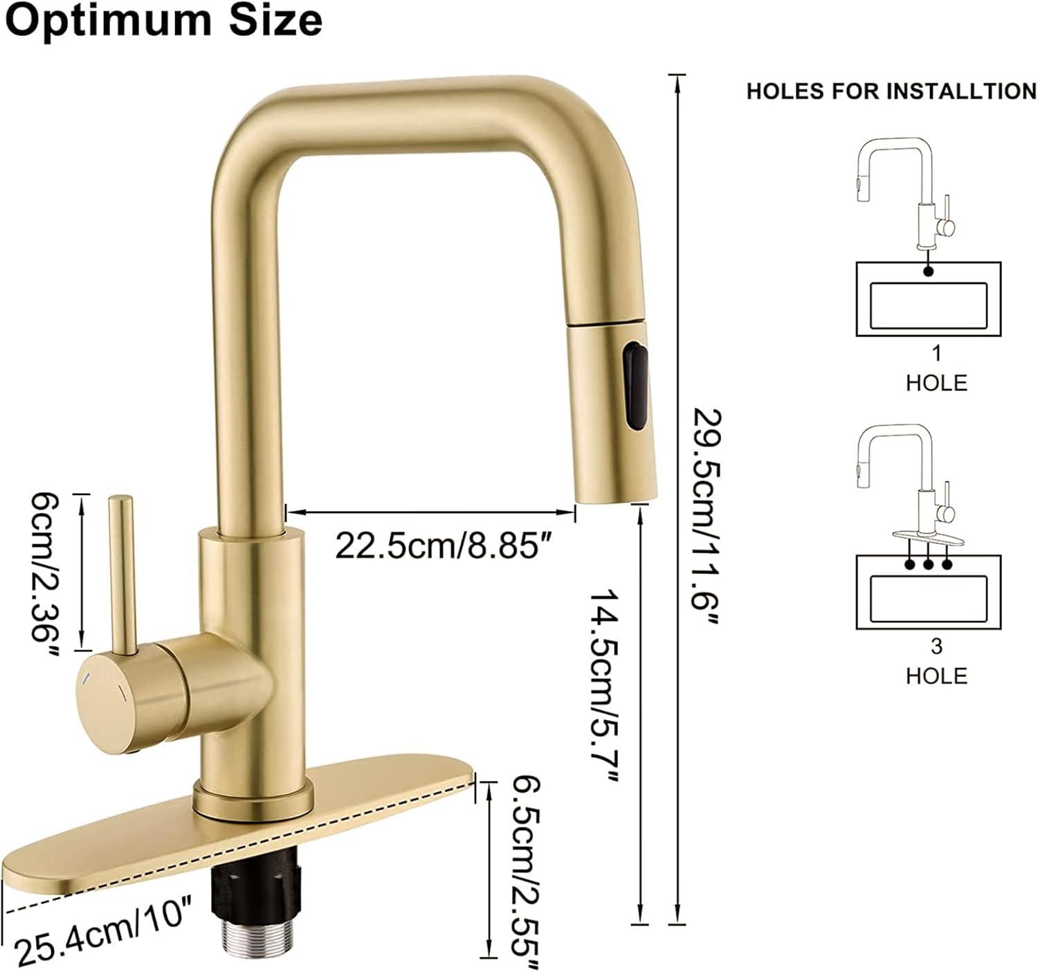 Brushed Gold Stainless Steel Pull-Out Kitchen Faucet