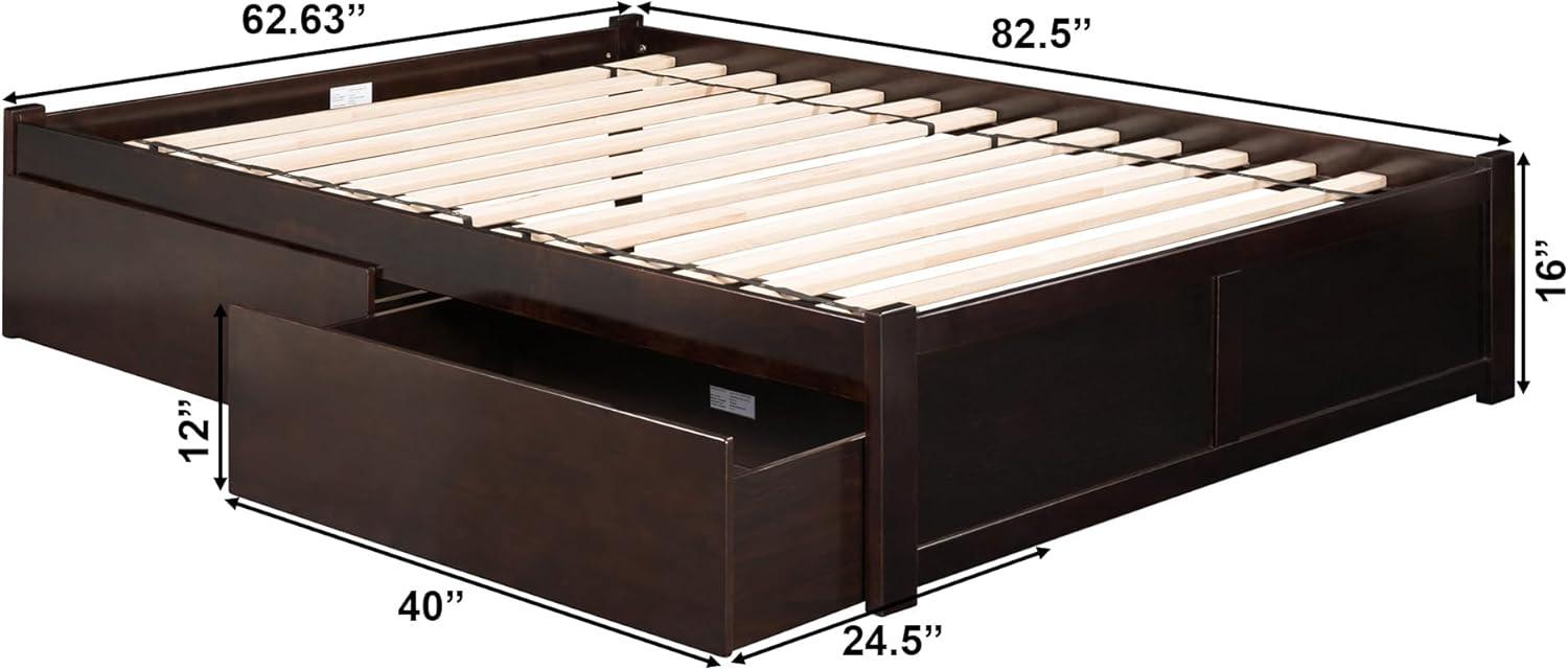 Concord Platform Bed with Flat Panel Foot Board and 2 Urban Bed Drawers, Multiple Colors, Multiple Sizes