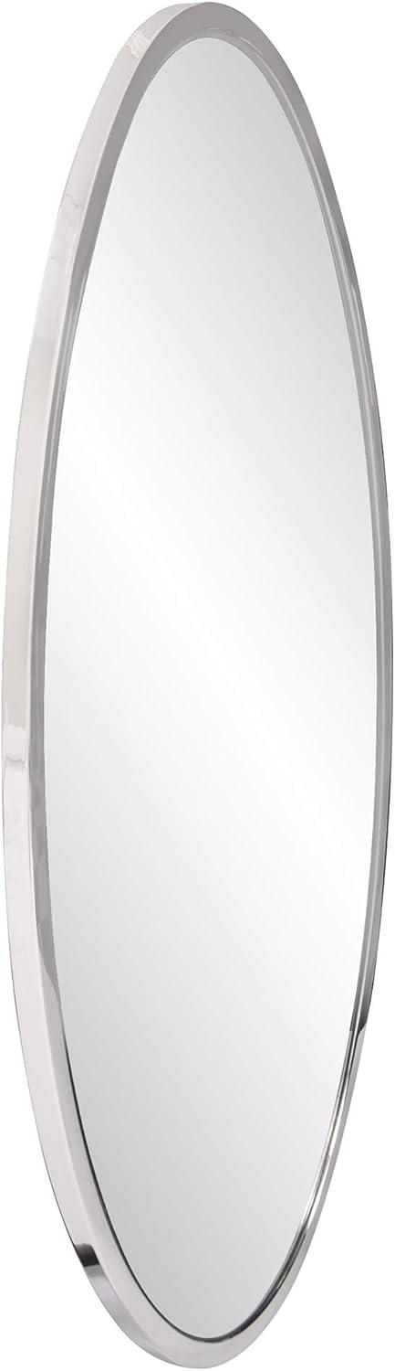 Simone Oval Mirror - Howard Elliott: Stainless Steel Frame, Modern Wall Mounted, 34x20 Inches