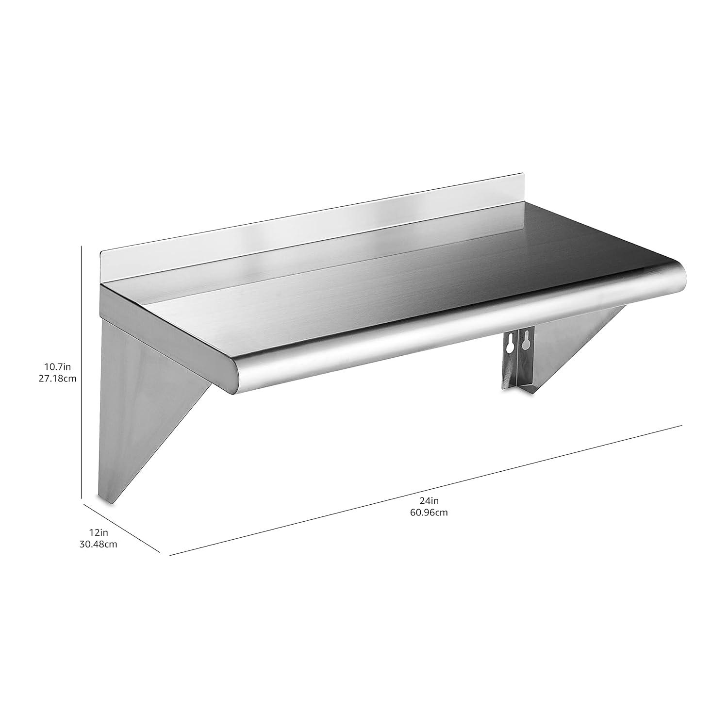 Stainless Steel 12x24 Industrial Wall Mount Kitchen Shelf