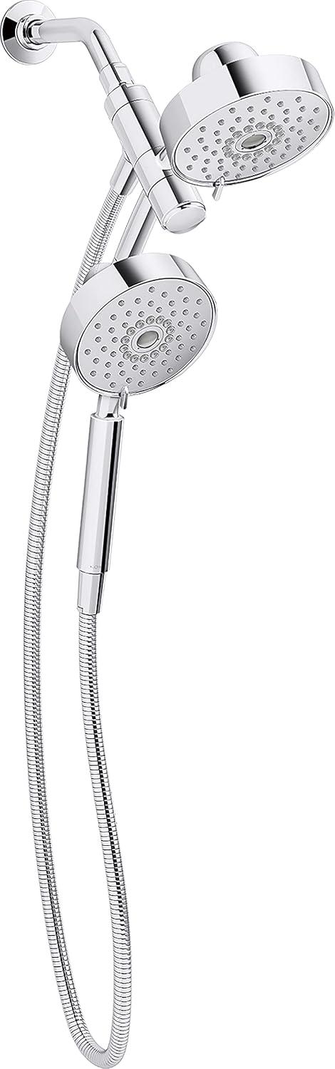 Polished Chrome Dual Head Wall Mounted Shower System