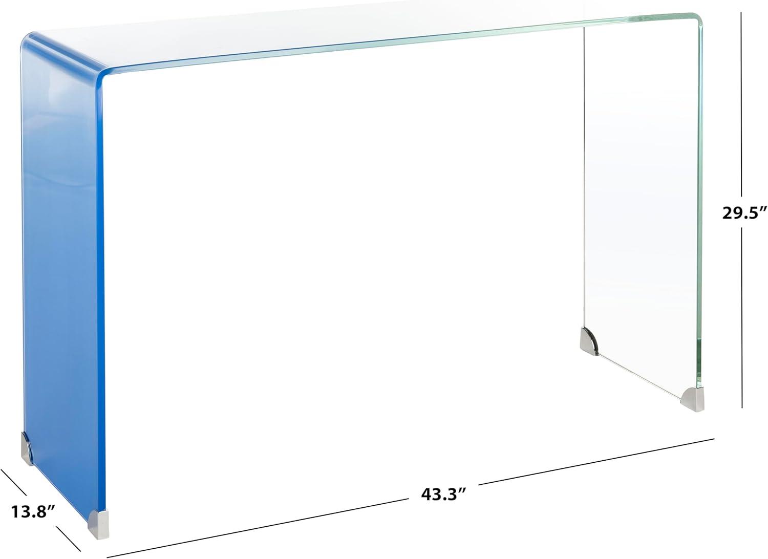 Crysta Ombre Glass Console Table - Clear/Blue - Safavieh