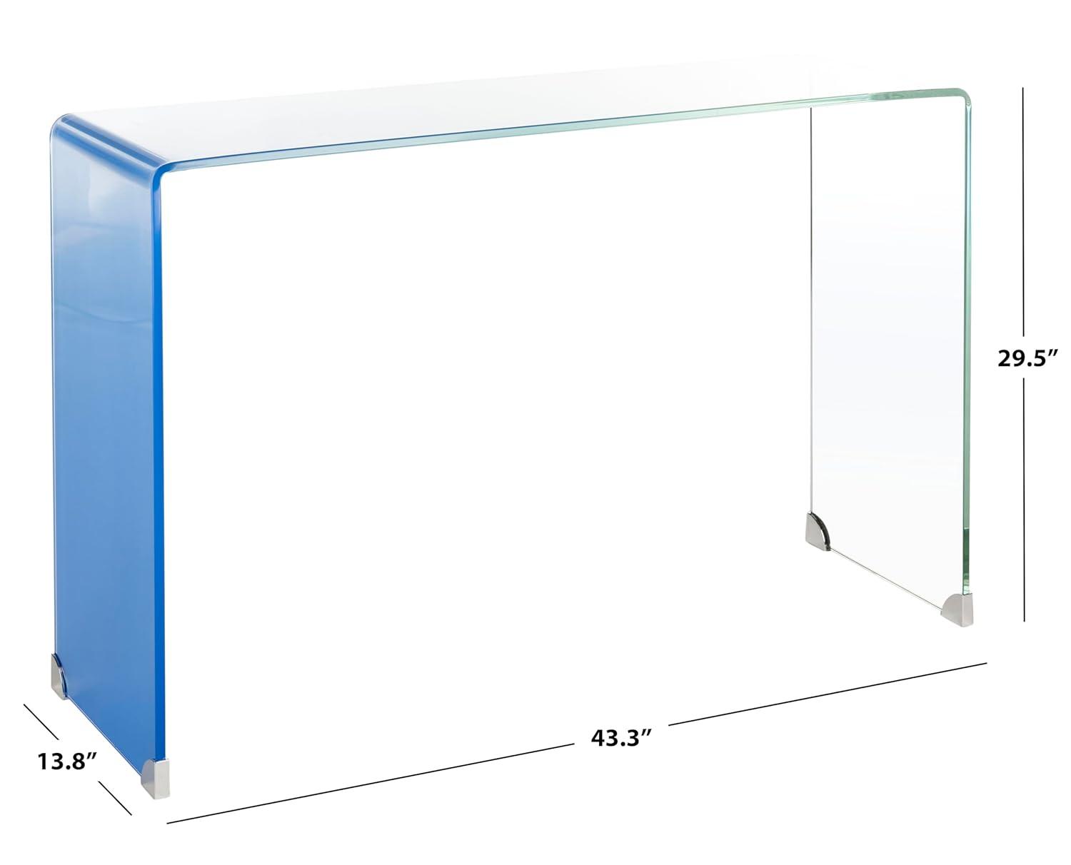 Crysta Ombre Glass Console Table - Clear/Blue - Safavieh